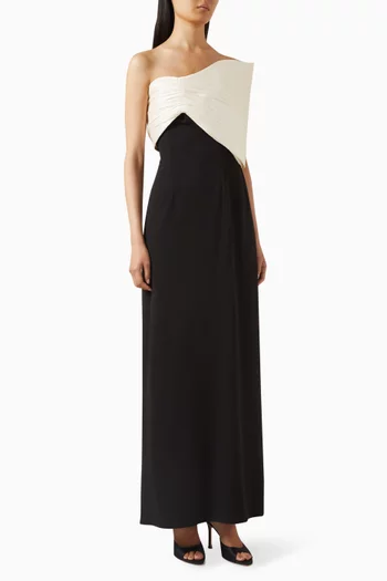 Nalela Monochrome Gown in Scuba & Taffeta