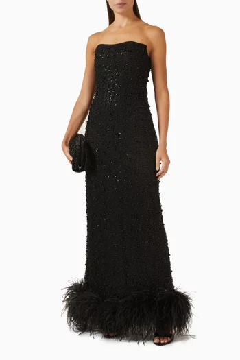 Lavara Bead-embellished Feather Gown