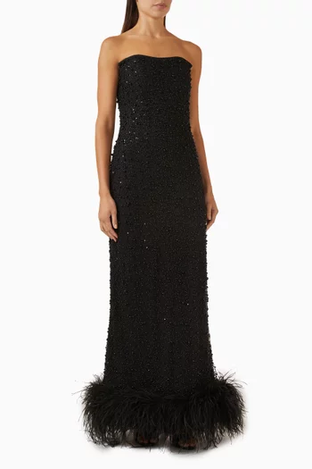 Lavara Bead-embellished Feather Gown