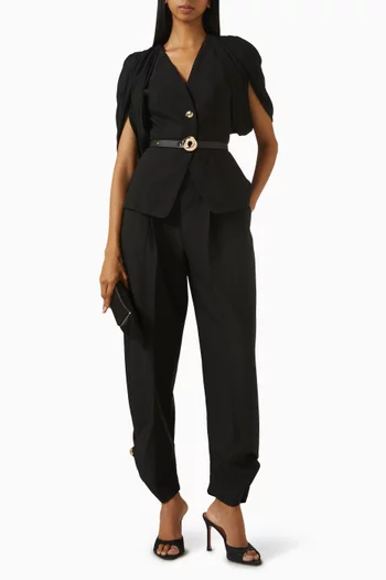 Drape-sleeve Belted Top