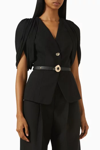 Drape-sleeve Belted Top