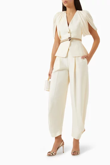 Drape-sleeve Belted Top