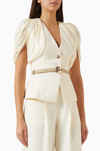 Drape-sleeve Belted Top