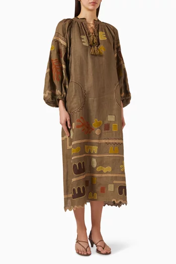 Drawstring Embroidered Kaftan