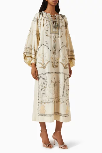 Drawstring Embroidered Kaftan