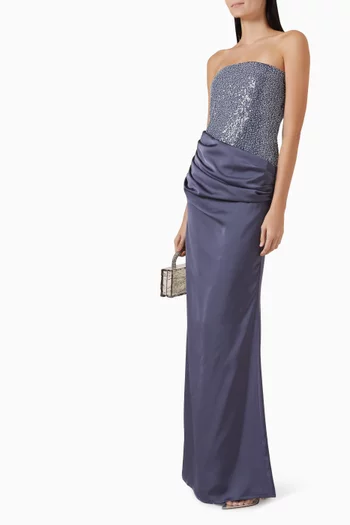 Devin Embellished Gown in Satin