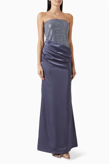Devin Embellished Gown in Satin