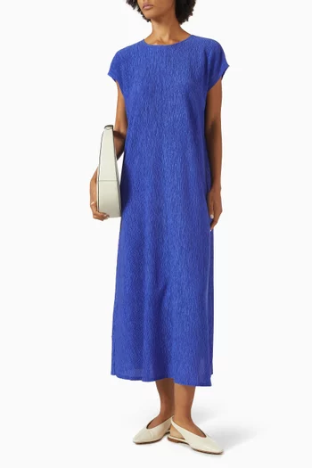 Roundneck Pleated Midi Dress