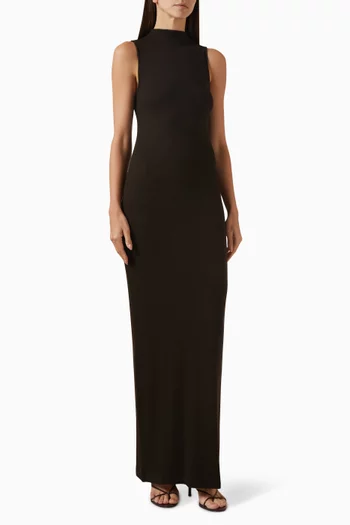 Mockneck Dress in Viscose-silk