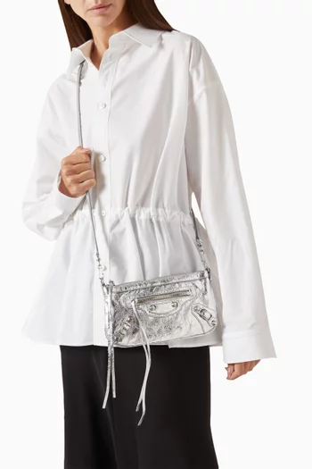 Le City Pouch on Strap in Metallic Arena Lambskin