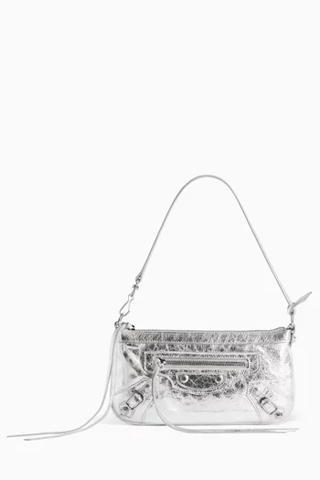 Le City Pouch on Strap in Metallic Arena Lambskin