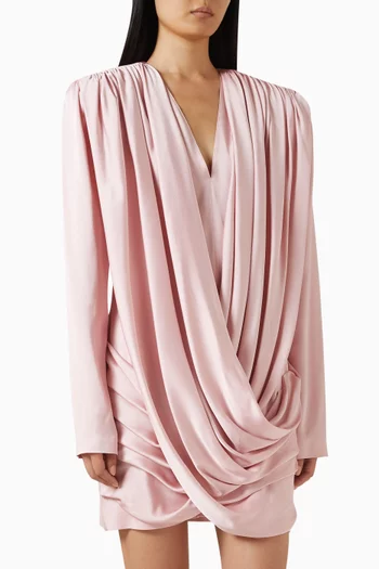 Drape Mini Dress in Crepe-satin