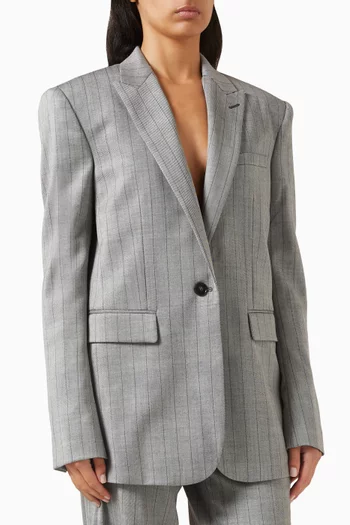Pinstripe Tailored Blazer in Wool