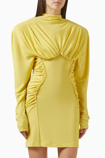 Pleated Mini Dress in Crepe-jersey