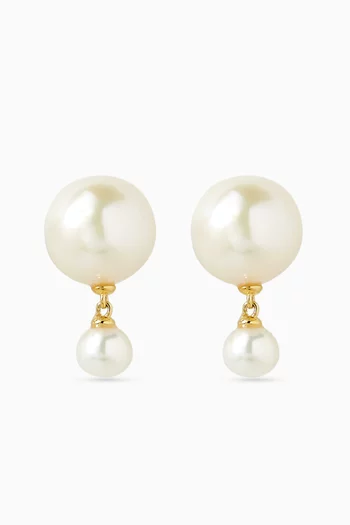 Lumora Pearl Stud Earrings in 18kt Gold-plated Sterling Silver