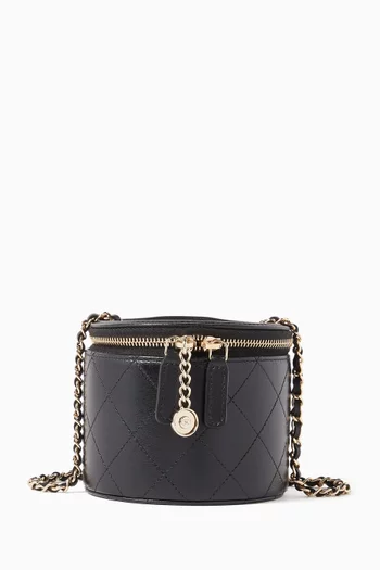 Mini CC Round Chain Vanity Bag in Leather