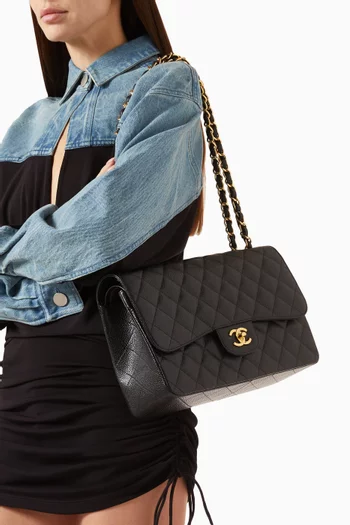Jumbo Classic Double Flap Bag in Caviar Leather