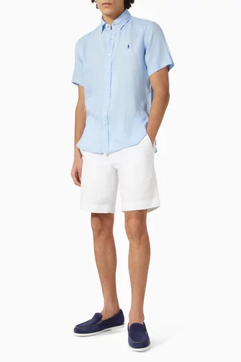 Pony-embroidered Shirt in Linen