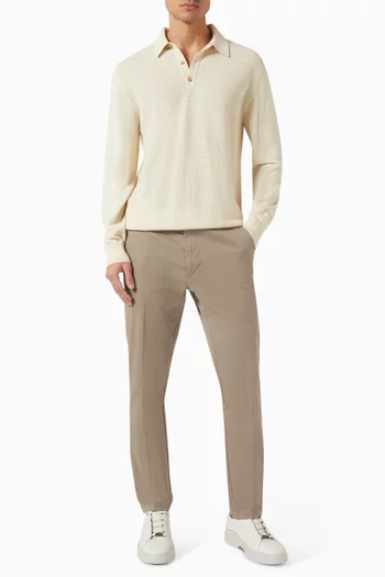 سترة بياقة بولو منسوجة مزيج صوف