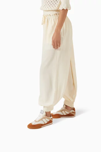 سنيكرز كيك أسفل الكاحل قماش شبكي وجلد عجل