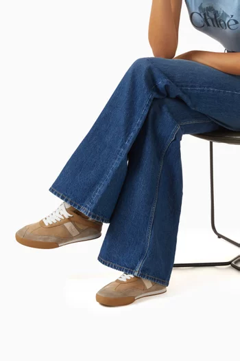 سنيكرز كيك أسفل الكاحل قماش شمواه وجلد عجل