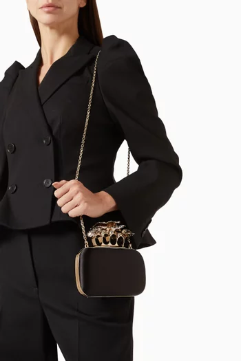 Carnation Buckle Clutch Bag in Crystal Embellished Satin