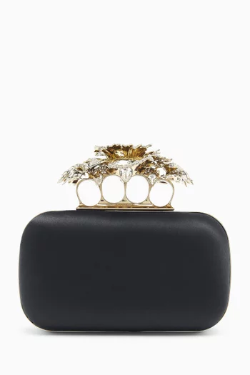 Carnation Buckle Clutch Bag in Crystal Embellished Satin