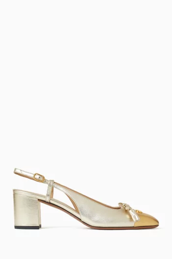 Valet Du Roi 60 Slingback Ballerina Pumps in Metallic Leather