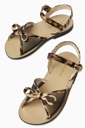 صندل كي ميني بنقشة جلد الفهد قماش شبكي