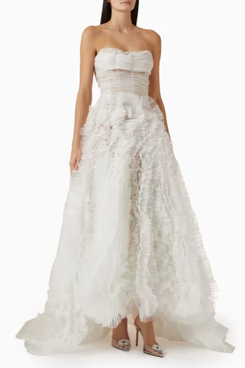 فستان سهرة كاثاليا بنمط مشد تول مزين بالغليتر