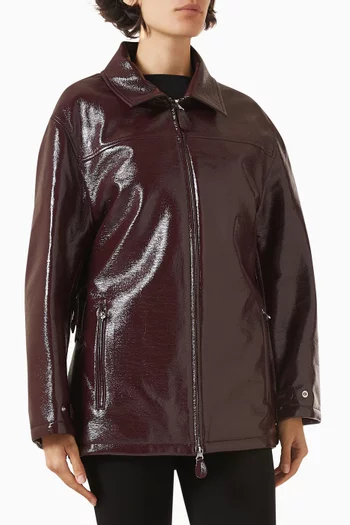 Zip Bomber Maxi Jacket in Vinyl