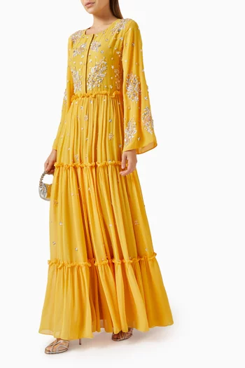 Floral Embellished Tiered Kaftan
