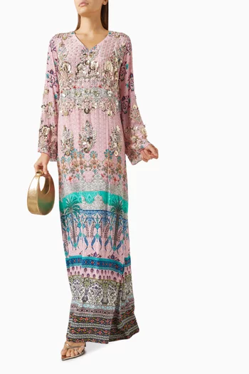 Palm Floral Embellished Kaftan