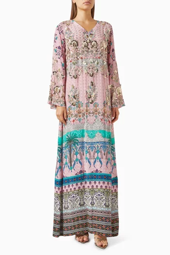 Palm Floral Embellished Kaftan