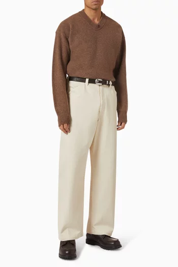 Boxy V-neck Sweater in Wool