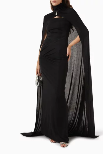 Pansy Cape Dress in Cotton Blend