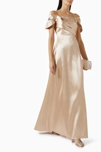 Off-shoulder Gown in Satin