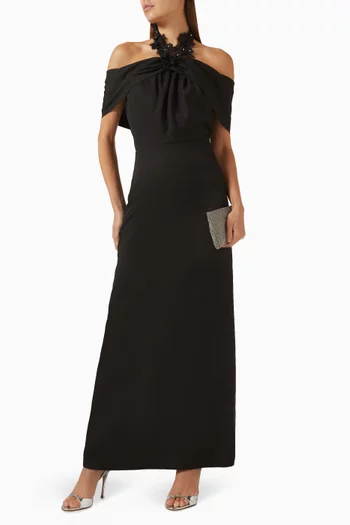 Cold-shoulder Maxi Dress in Crepe