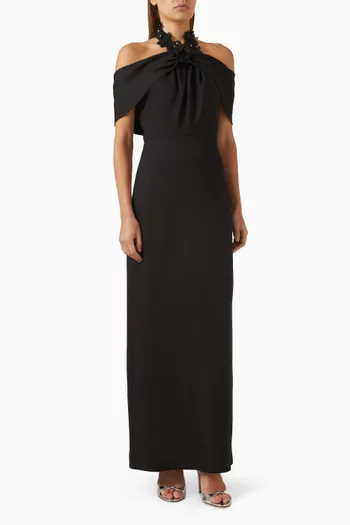 Cold-shoulder Maxi Dress in Crepe