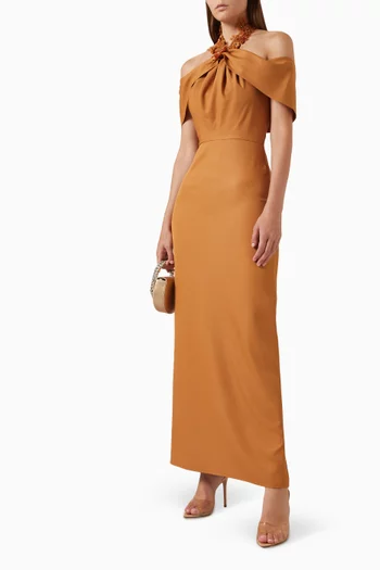 Cold-shoulder Maxi Dress in Crepe