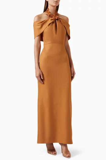 Cold-shoulder Maxi Dress in Crepe