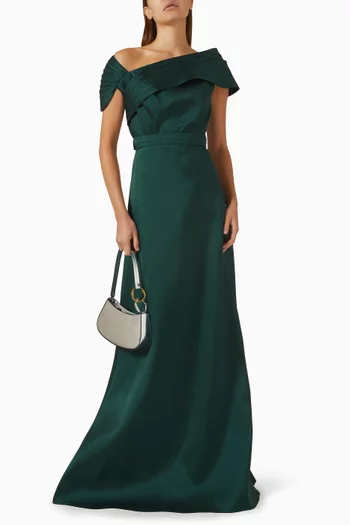 Asymmetrical Neckline Maxi Dress