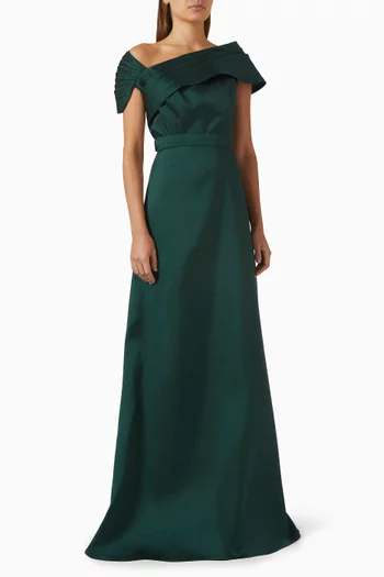 Asymmetrical Neckline Maxi Dress