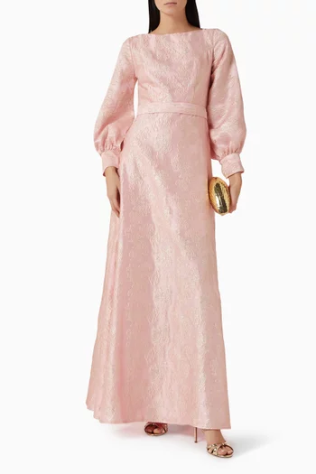 Jacquard Belted Maxi Dress