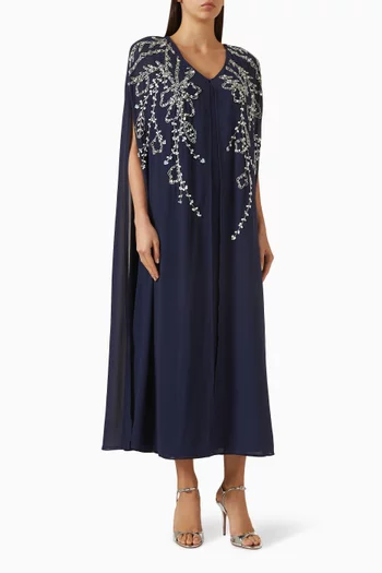 فستان بتصميم كاب مزين بتطريزات شيفون