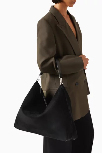 Bevel Scoop Tote Bag in Suede