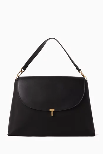T-Lock Satchel Bag in Leather & Nylon
