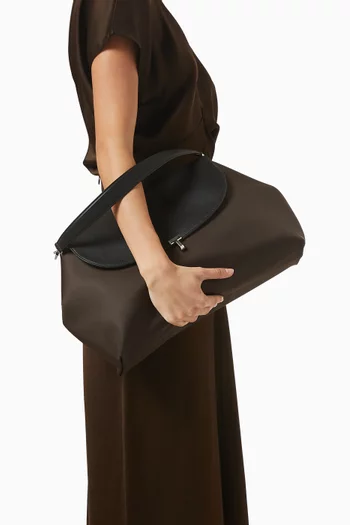 T-Lock Satchel Bag in Leather & Nylon