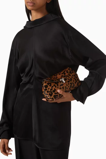 Mini T-Lock Clutch Bag in Leopard-print Pony Hair