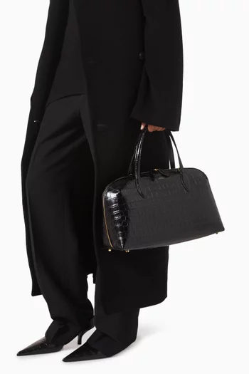 Medium Day Tote Bag in Croc-embossed Leather